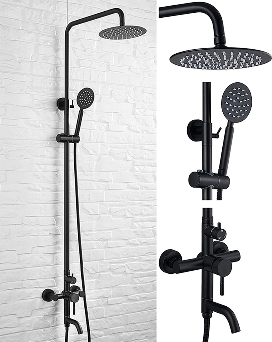 COLUMNA DUCHA JHN 3 FUNCIONES NEGRO MATE ACERO INOXIDABLE - 3