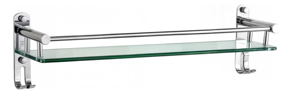 ESTANTE VIDRIO ORGANIZADOR BAÑO ACERO INOXIDABLE 50CM JHN PLATA - 1