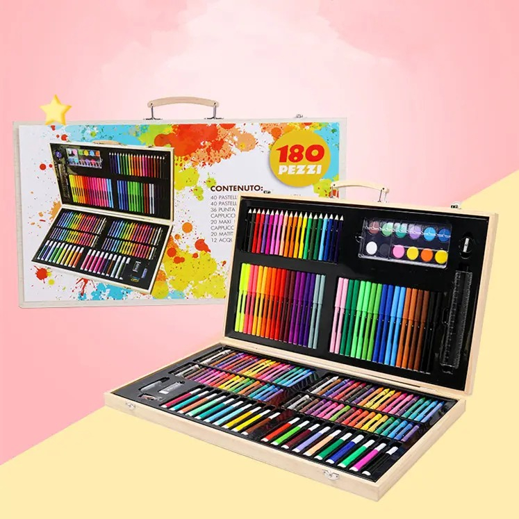 KIT DIBUJO LÁPICES CRAYONES PINTURA ACCESORIO 180 PIEZAS JHN - 9