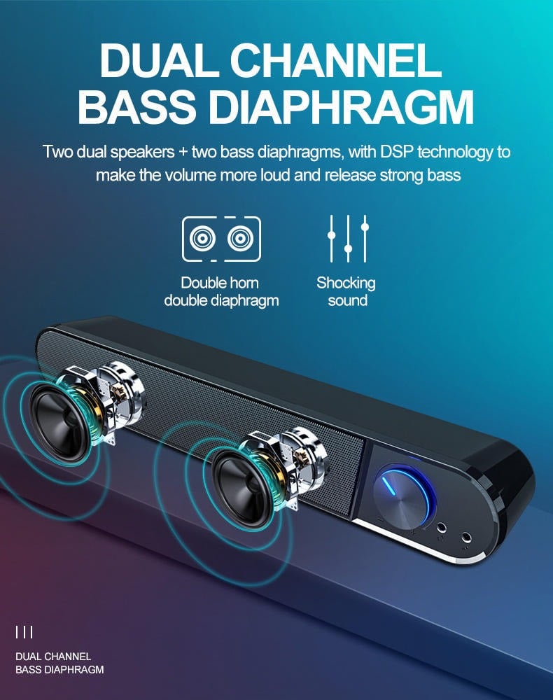 BARRA SONIDO ALTAVOCES COMPUTADORA ENVOLVENTE SUBWOOFER JHN - 7