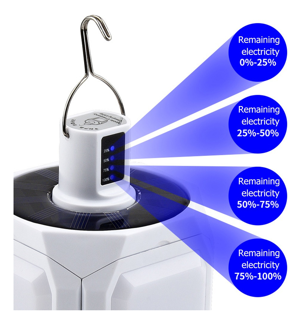 LÁMPARA LED LUZ RECARGABLE USB ACAMPAR GANCHO PORTÁTIL JHN - 3