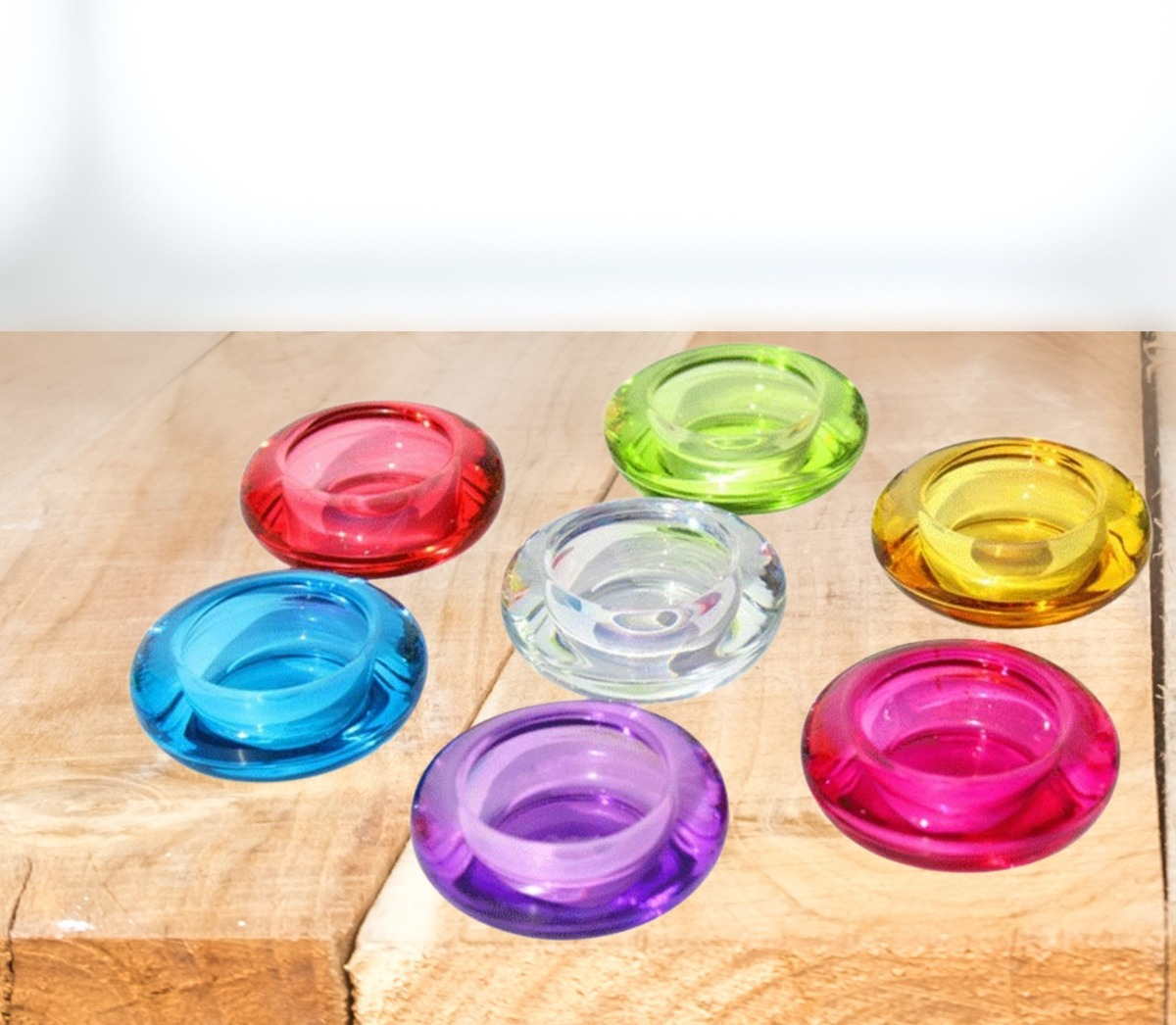 SET DE 7 PORTAVELAS DECORATIVO CRISTAL COLORES VIBRANTE JHN - 10
