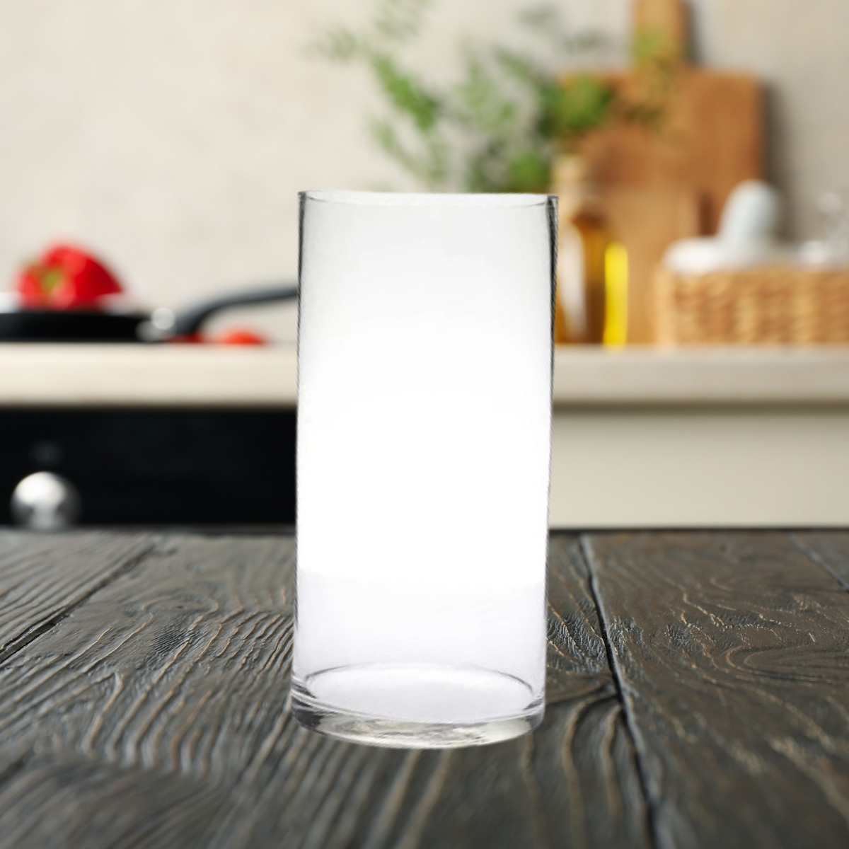 FLORERO DECORATIVO CILÍNDRICO VIDRIO TRANSPARENTE JHN - 7