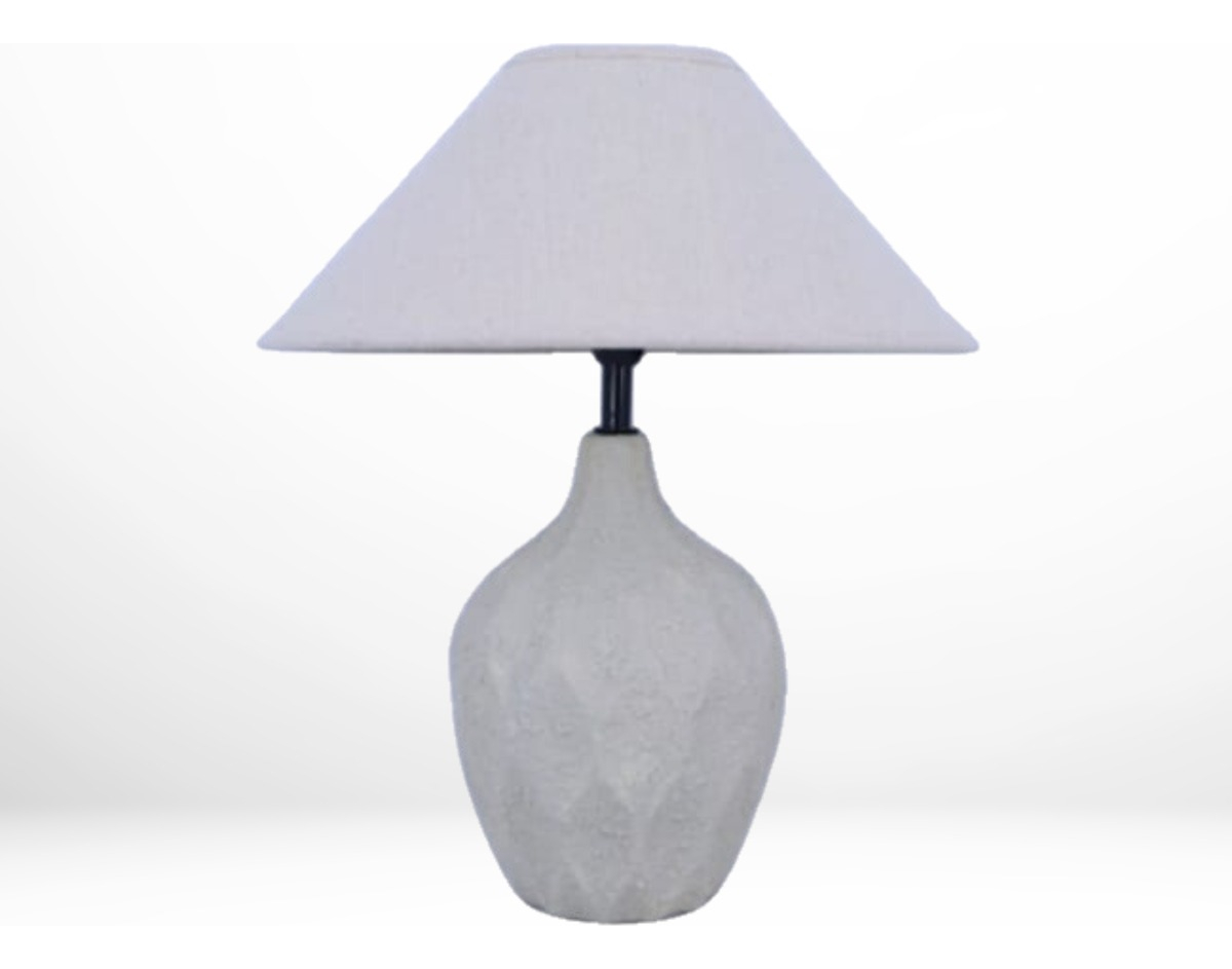 LÁMPARA MESA BASE TEXTURIZADA PANTALLA BEIGE DECORATIVA JHN - 3