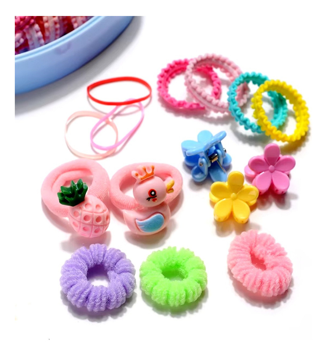 SET MULTICOLOR DE 3 PACK LAZOS COLETEROS NIÑA ELÁSTICOS CABELLO JHN - 3