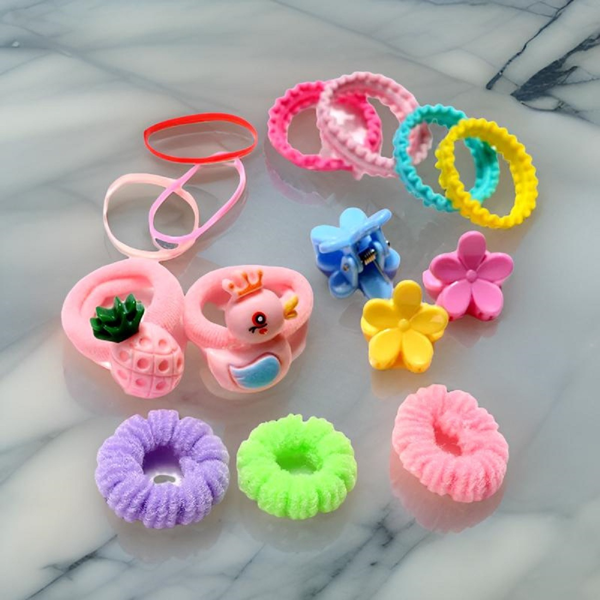 SET MULTICOLOR DE 3 PACK LAZOS COLETEROS NIÑA ELÁSTICOS CABELLO JHN - 8
