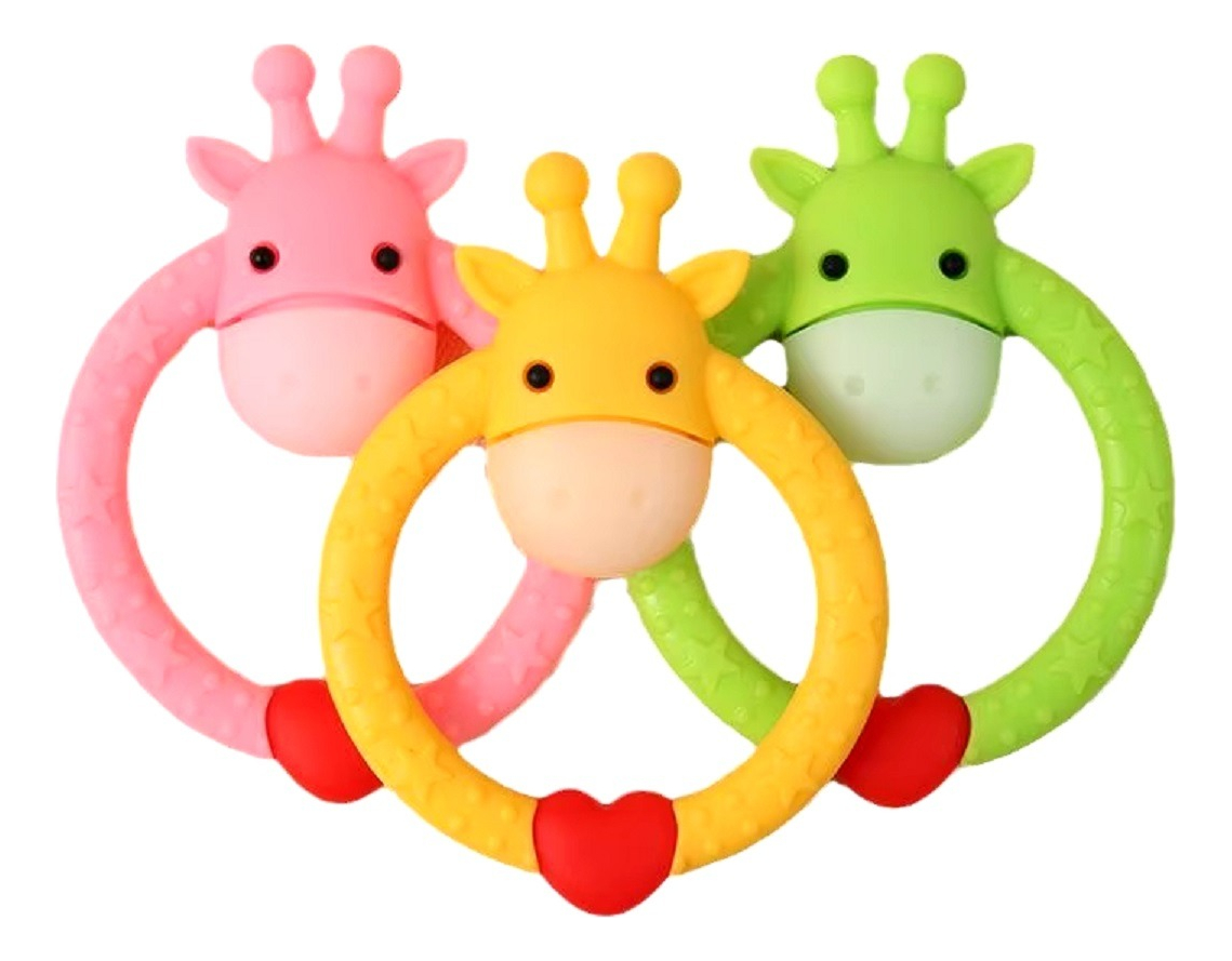 SET 5 MORDEDOR BEBÉ JUGUETE SILICONA SUAVE JIRAFA JHN MULTICOLOR - 3