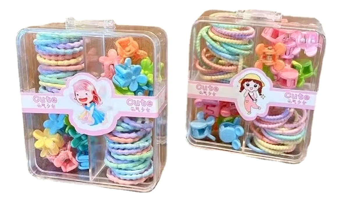SET MULTICOLOR DE 5 PACK GOMAS PINZAS ELÁSTICAS NIÑAS COLETEROS JHN - 1