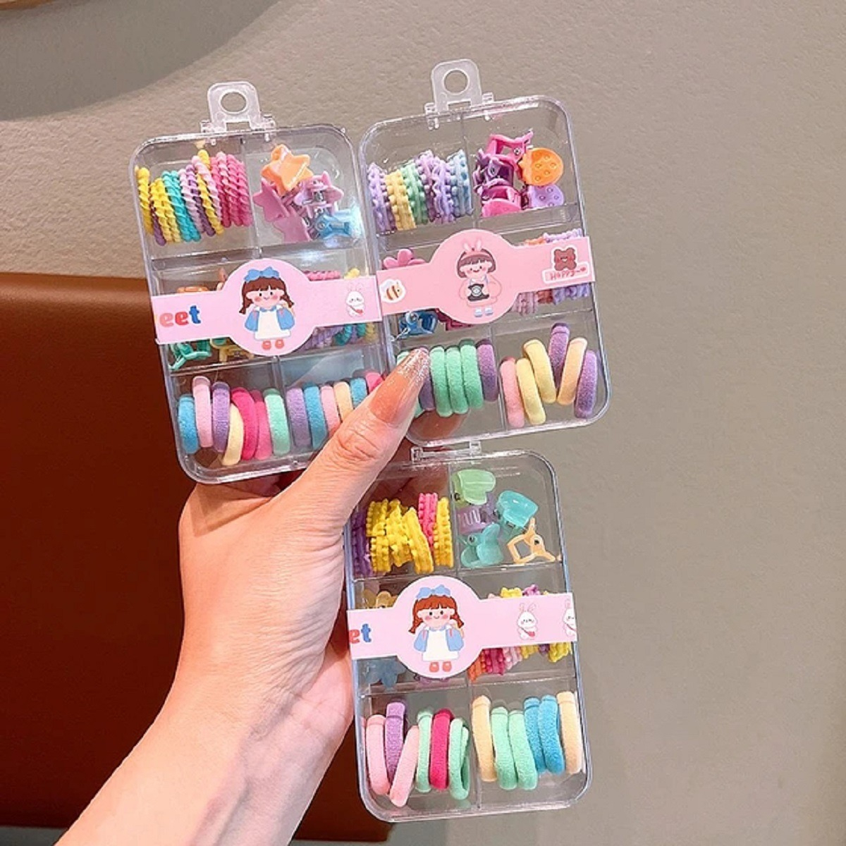 SET MULTICOLOR DE 5 PACK GOMAS PINZAS ELÁSTICAS NIÑAS COLETEROS JHN - 7
