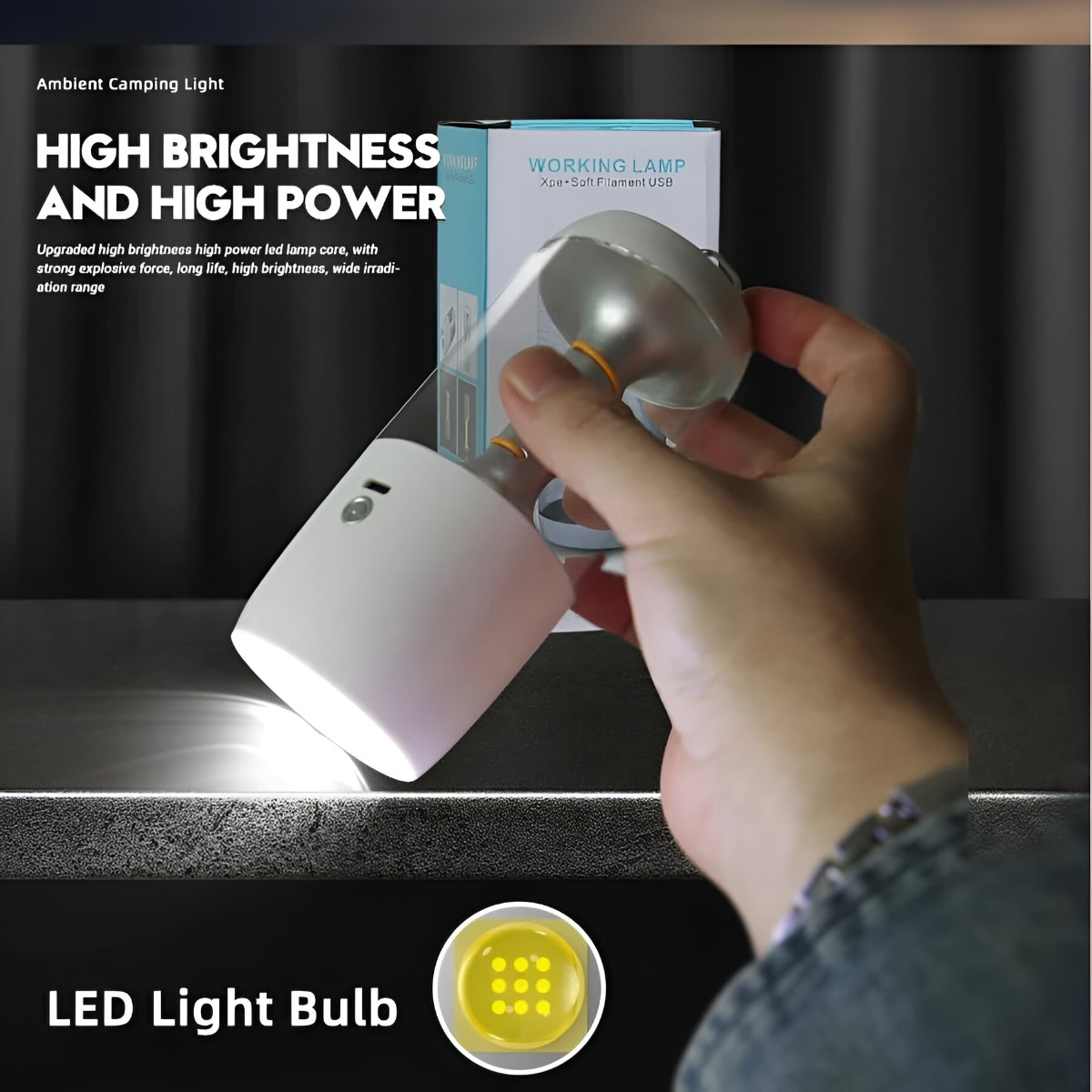LAMPARA MESA SC LED CAMPING LUZ RECARGABLE EXTERIORES LAU - 8