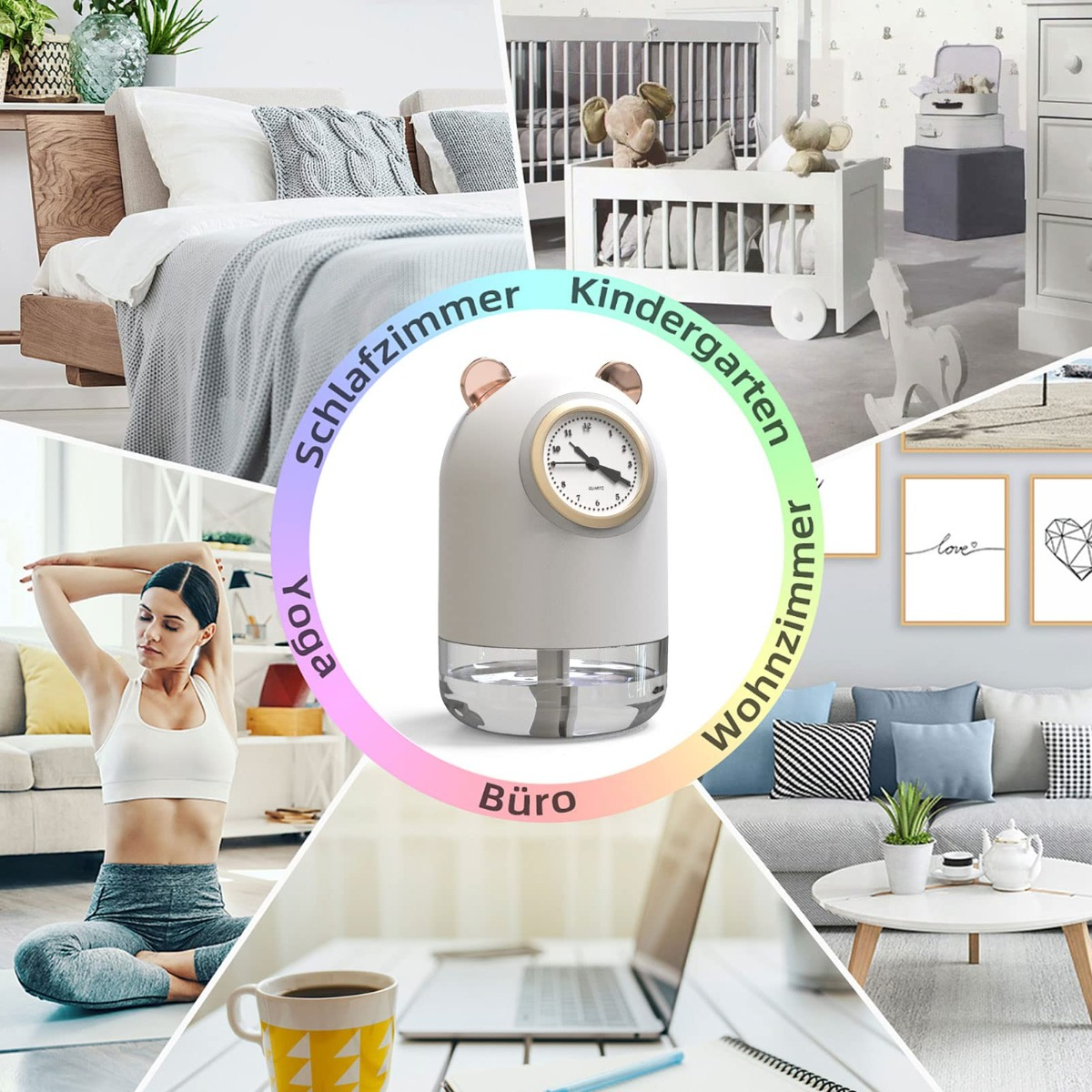 HUMIDIFICADOR CUTE CLOCK ULTRASONICO PORTATIL HOGAR LAU - 8