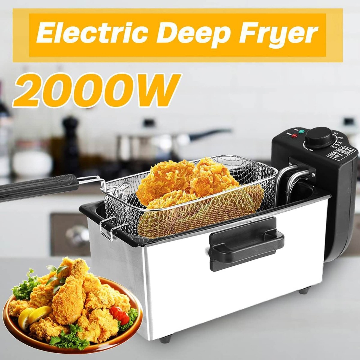 FREIDORA ACEITE 3L 2000W COMPACTA PREPARACION COCINA LAU - 10