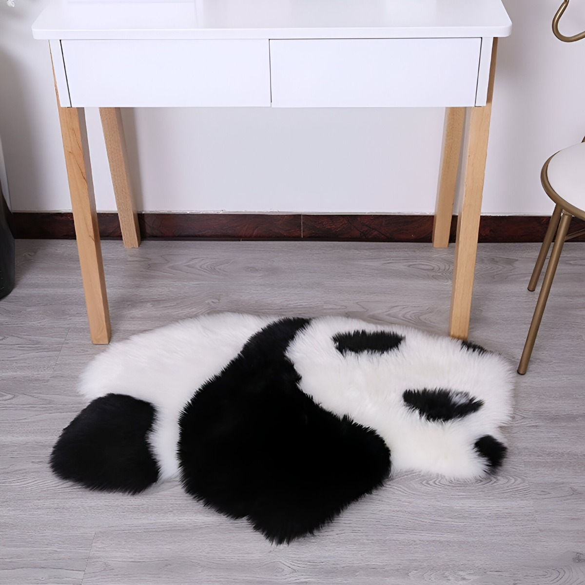 ALFOMBRA CONTEMPORÁNEA MODERNA PANDA ANTIDESLIZANTE BLANCO NEGRO JHN 60 X 90 CM - 2