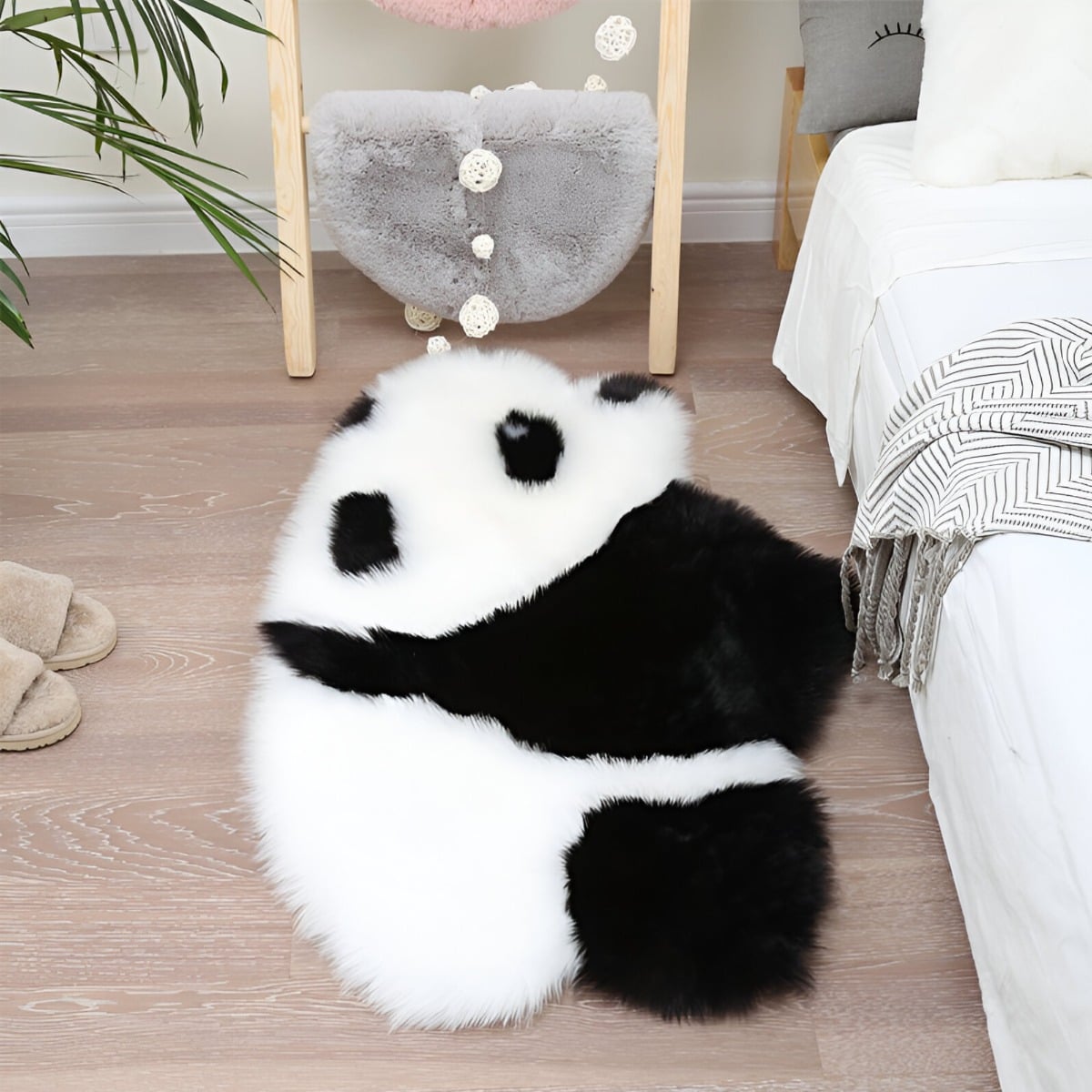 ALFOMBRA CONTEMPORÁNEA MODERNA PANDA ANTIDESLIZANTE BLANCO NEGRO JHN 60 X 90 CM - 4