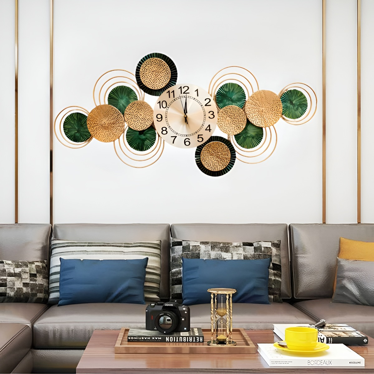 RELOJ PARED MODERNO SILENCIOSO DECORATIVO GRANDE JHN - 9