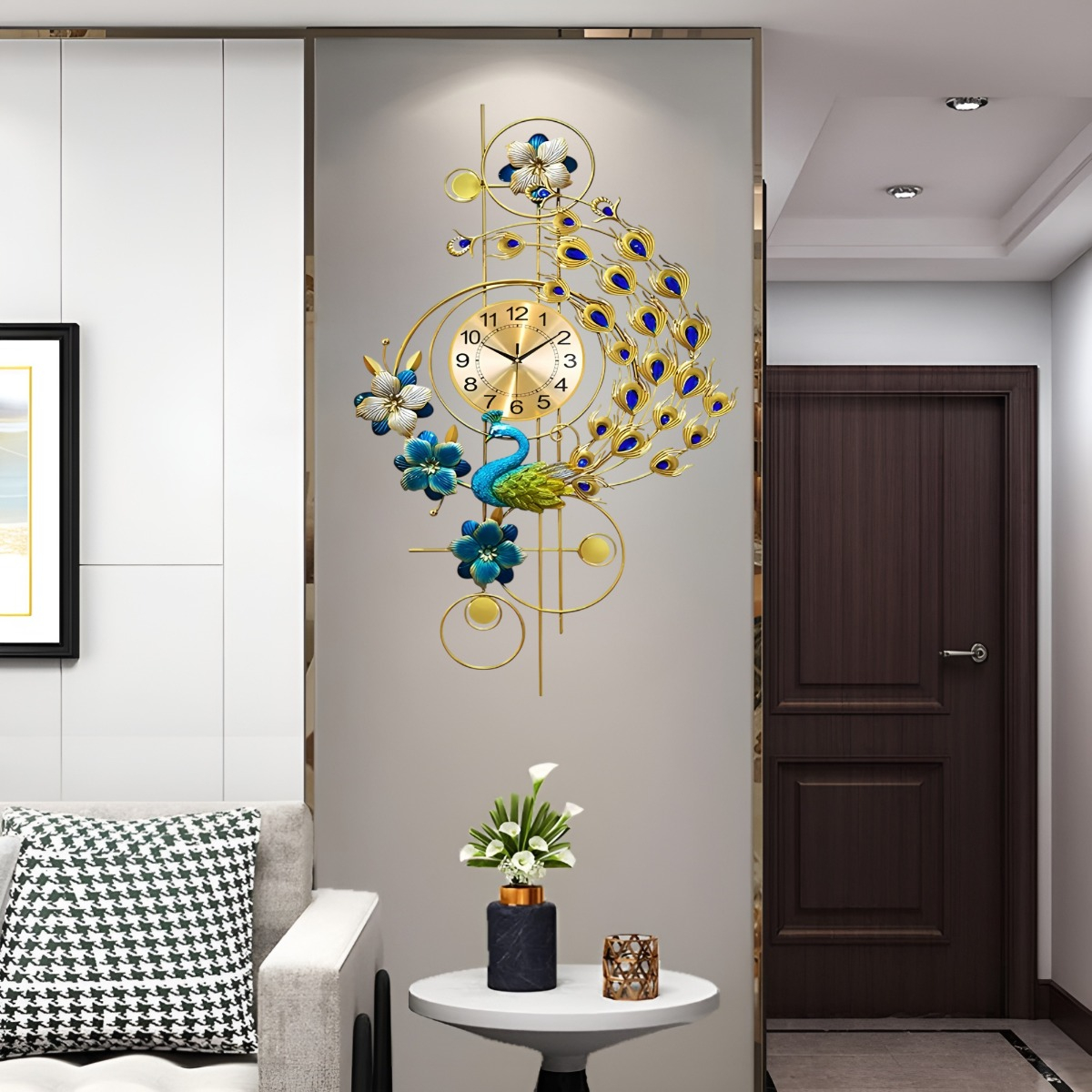 RELOJ PARED PAVO REAL GRANDE DECORATIVO SILENCIOSO JHN - 6