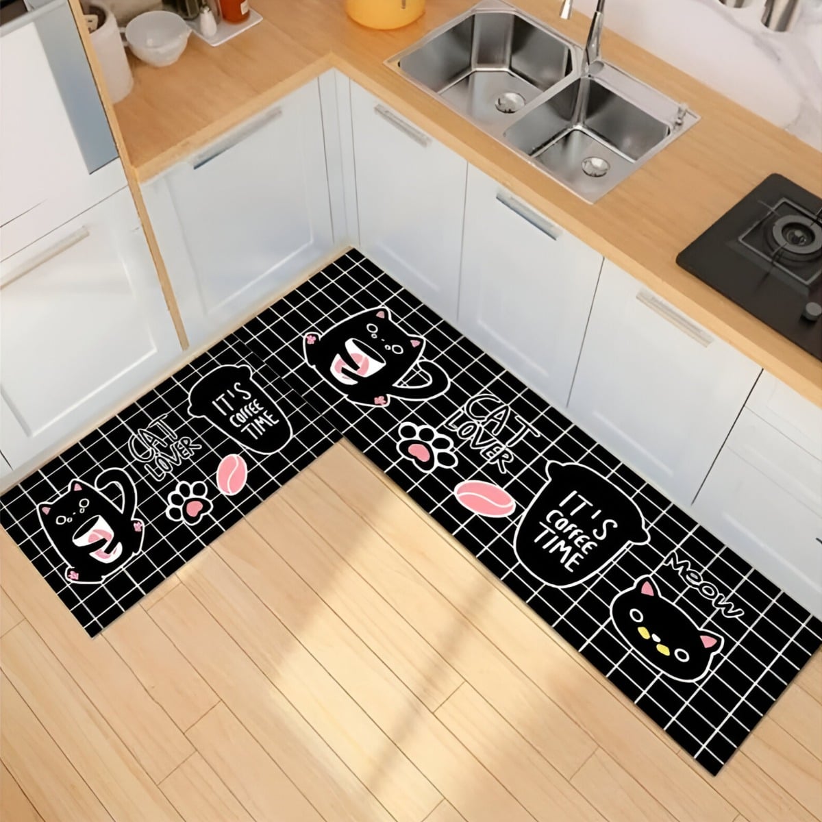 ALFOMBRA CONTEMPORÁNEA MODERNA PISO COCINA ANTIDESLIZANTE DECORATIVA 2 PIEZAS JHN 60 X 40 CM - 3