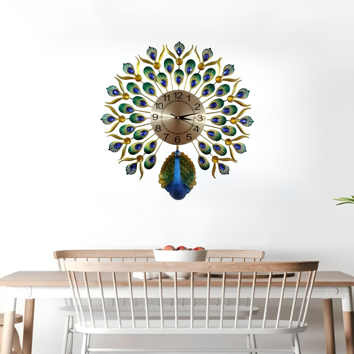 RELOJ PARED PAVO REAL DECORATIVO HERMOSO CLÁSICO JHN - 4