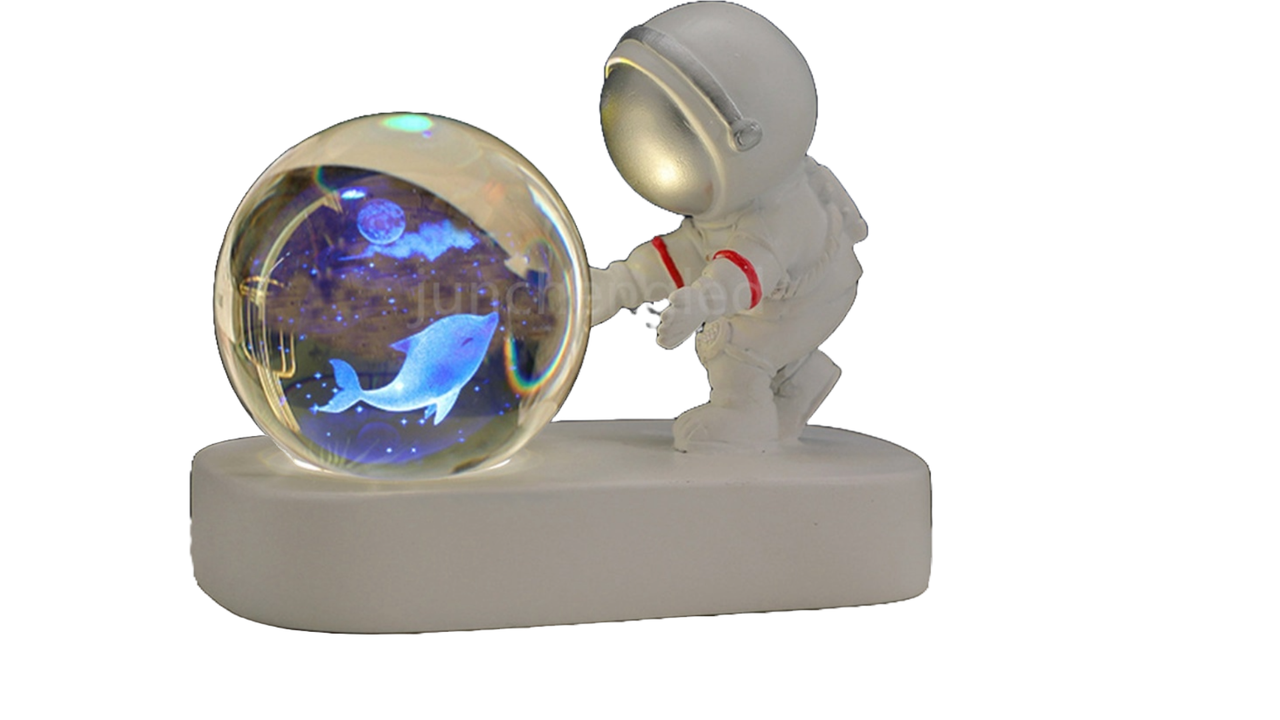LAMPARA KHADLAJ CRISTAL BOLA ASTRONAUTA LUZ BRILLANTE USB LAU - 1