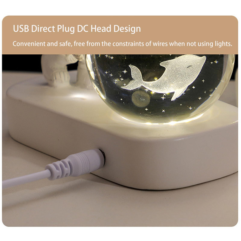 LAMPARA KHADLAJ CRISTAL BOLA ASTRONAUTA LUZ BRILLANTE USB LAU - 4