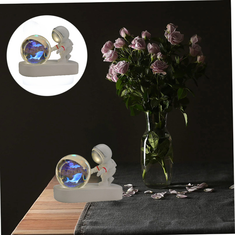 LAMPARA KHADLAJ CRISTAL BOLA ASTRONAUTA LUZ BRILLANTE USB LAU - 7