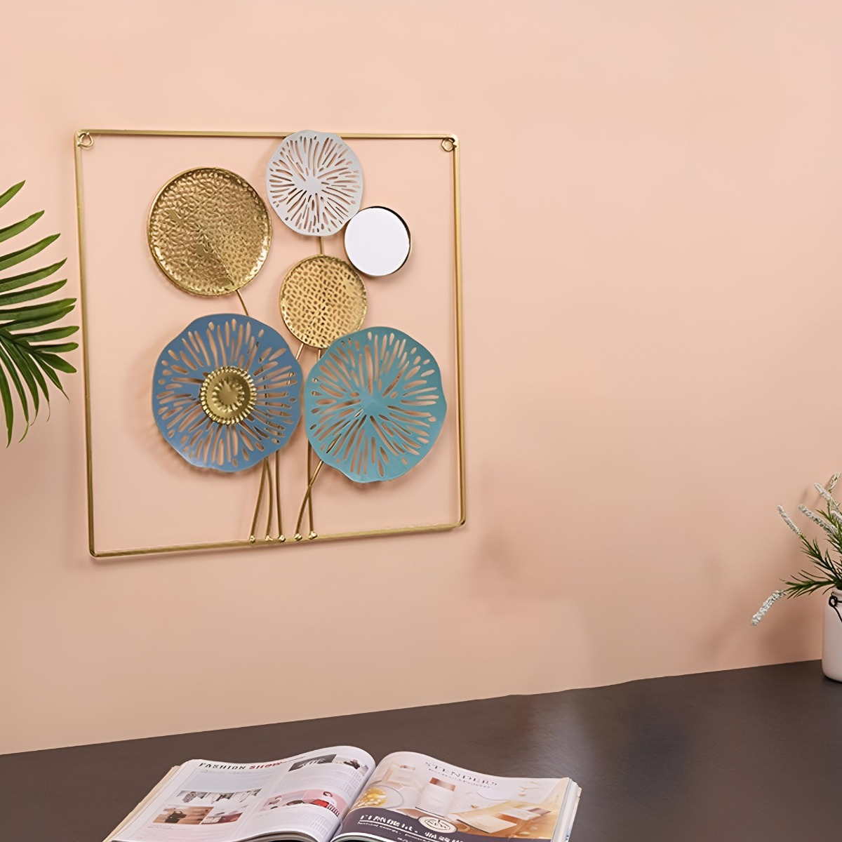 DECORACIÓN PARED ESPEJO METAL MODERNO EXQUISITO ADORNO JHN - 2