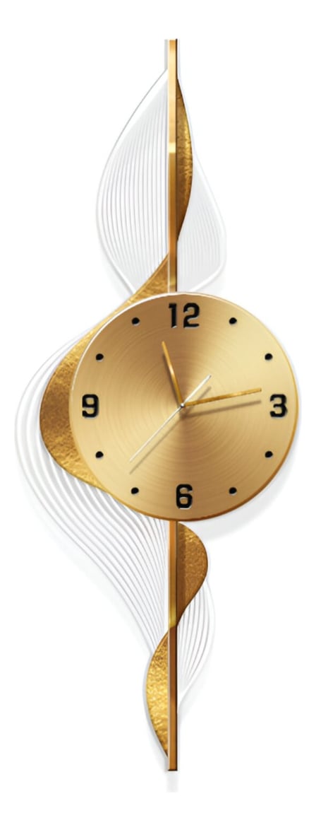 RELOJ PARED HOJAS DORADAS DECORATIVO HOGAR MODERNO JHN - 1