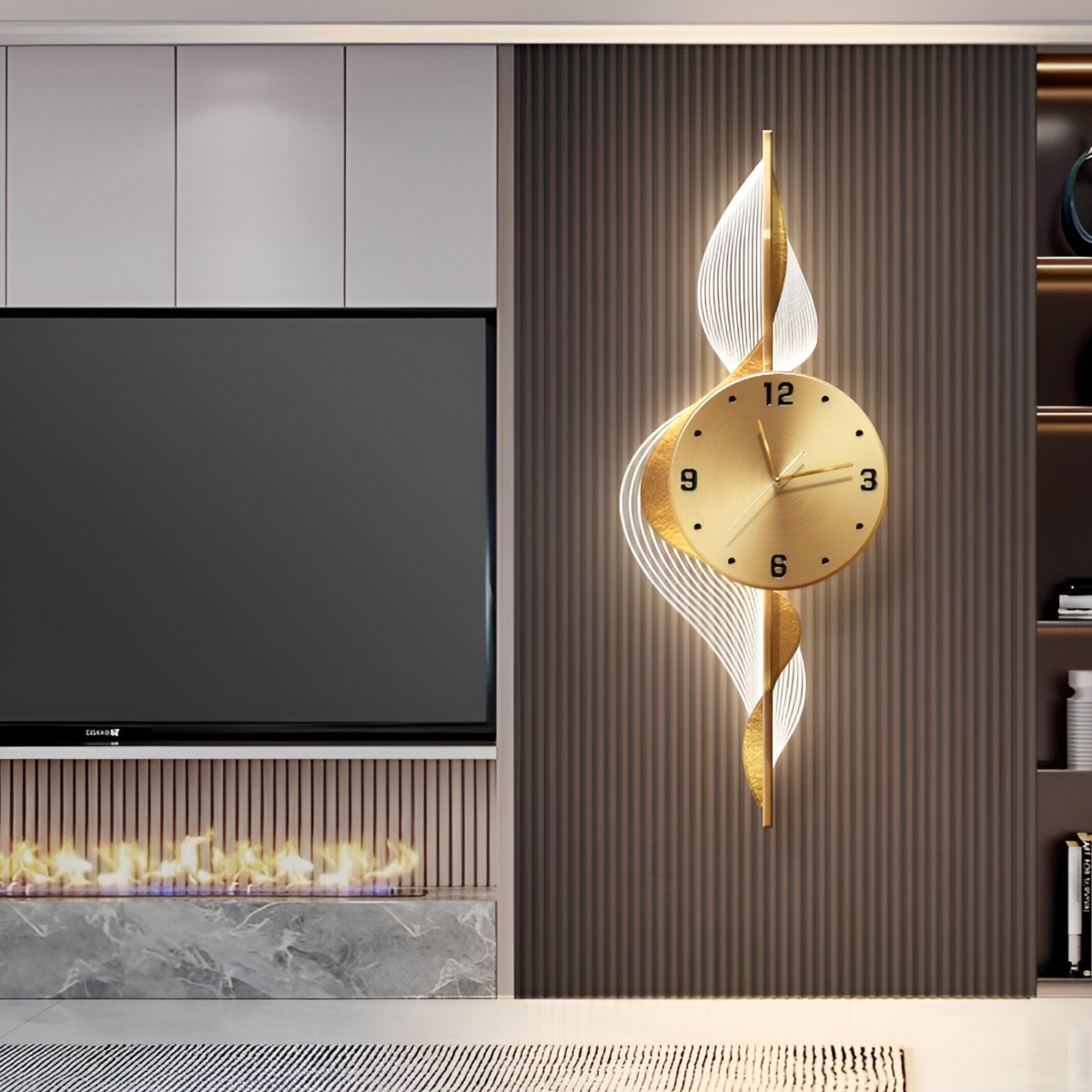 RELOJ PARED HOJAS DORADAS DECORATIVO HOGAR MODERNO JHN - 9
