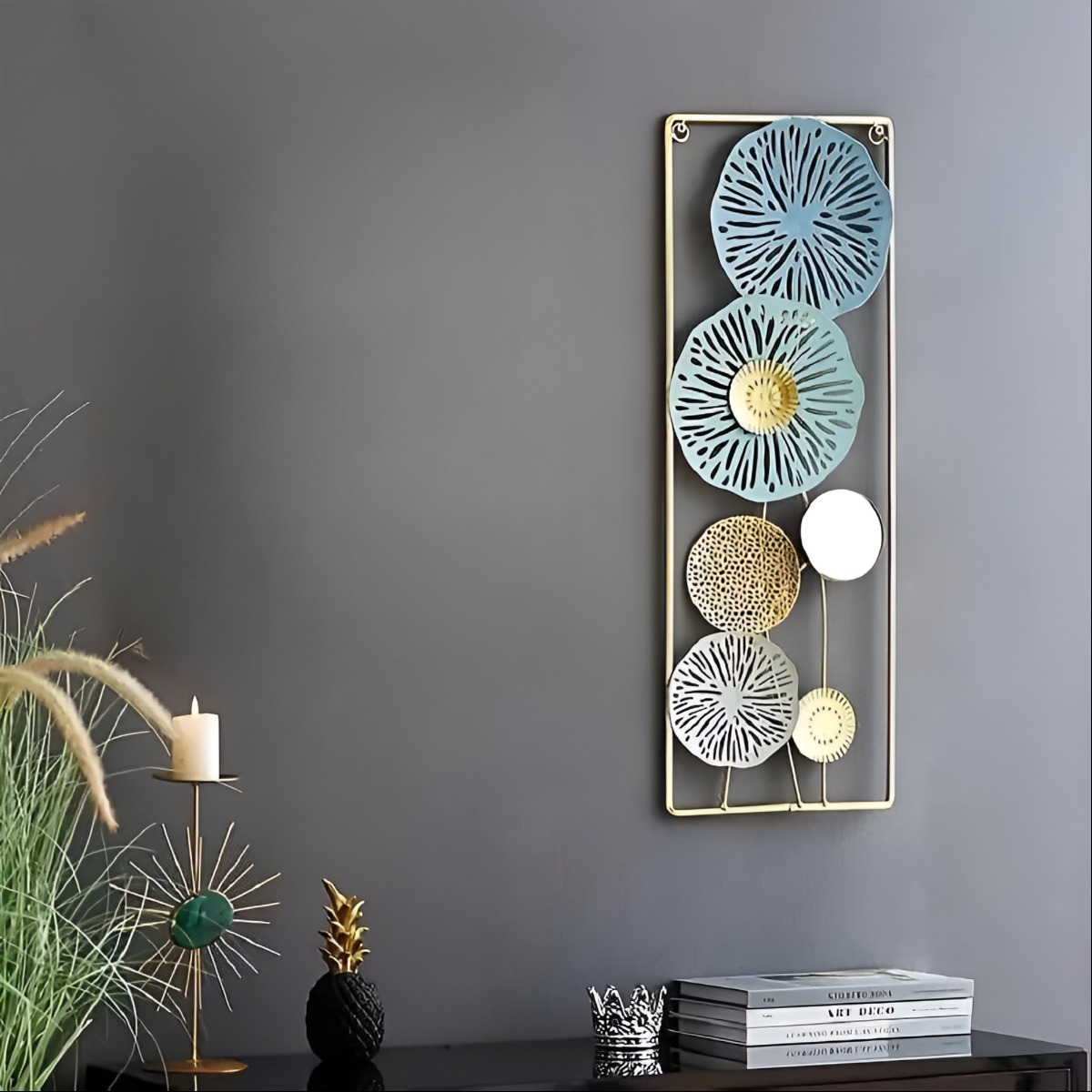 DECORACIÓN ESPEJO PARED METAL LIGERO MODERNO ELEGANTE JHN - 4