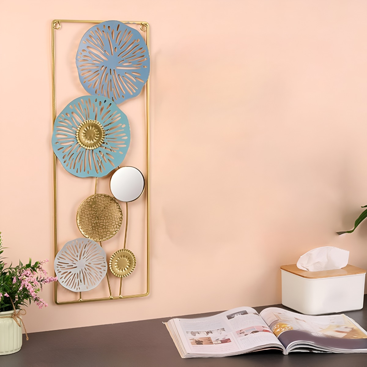 DECORACIÓN ESPEJO PARED METAL LIGERO MODERNO ELEGANTE JHN - 5