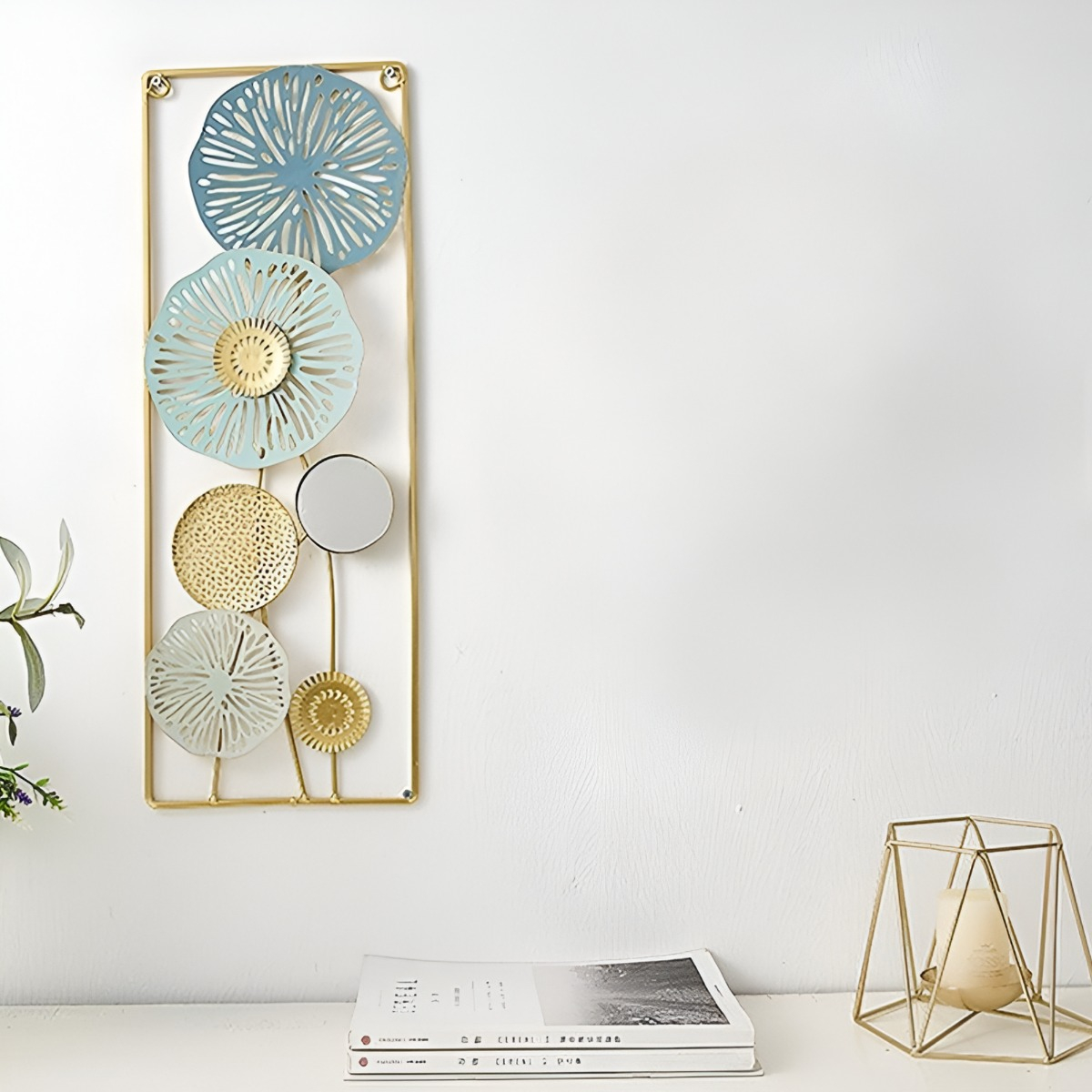 DECORACIÓN ESPEJO PARED METAL LIGERO MODERNO ELEGANTE JHN - 7