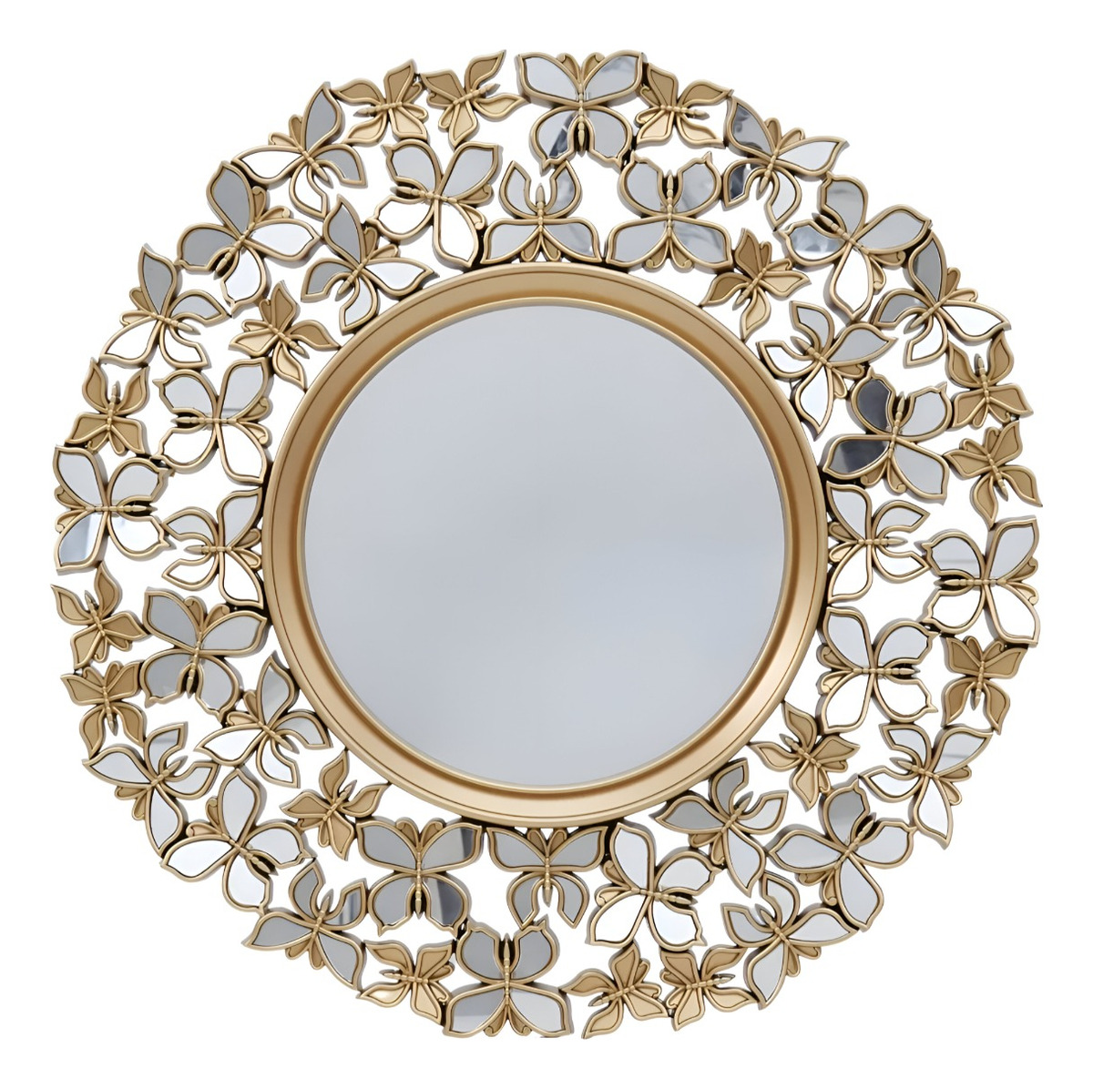 ESPEJO DECORATIVO MARCO DORADO MARIPOSAS REDONDO 60CM JHN - 1
