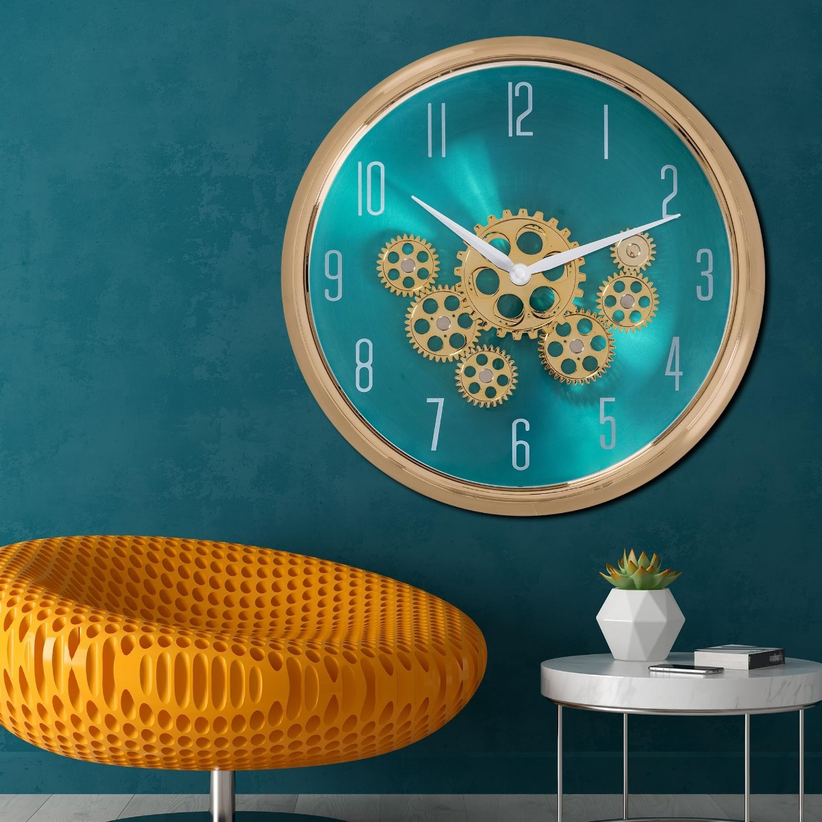 RELOJ PARED ENGRANAJES MÓVILES SILENCIOSO DECORATIVO JHN - 4