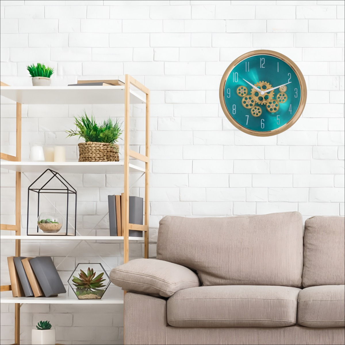 RELOJ PARED ENGRANAJES MÓVILES SILENCIOSO DECORATIVO JHN - 6