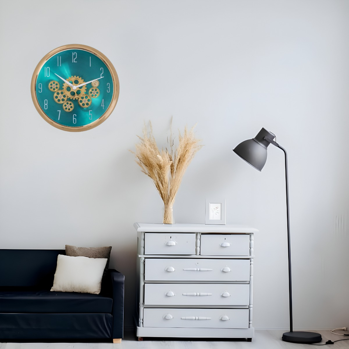 RELOJ PARED ENGRANAJES MÓVILES SILENCIOSO DECORATIVO JHN - 7