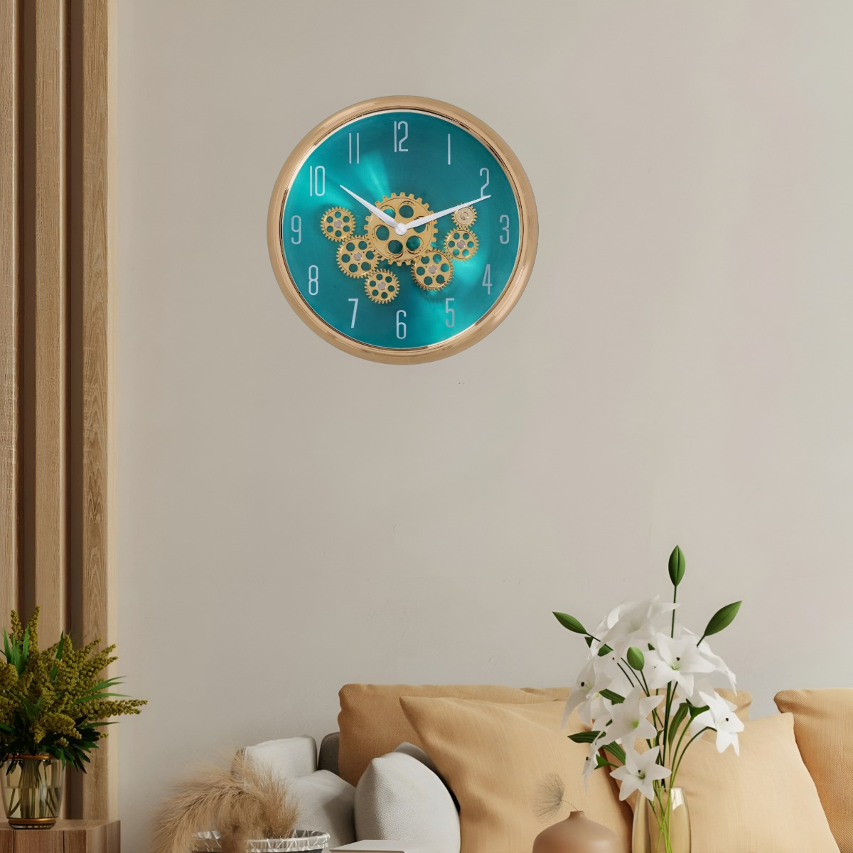 RELOJ PARED ENGRANAJES MÓVILES SILENCIOSO DECORATIVO JHN - 9