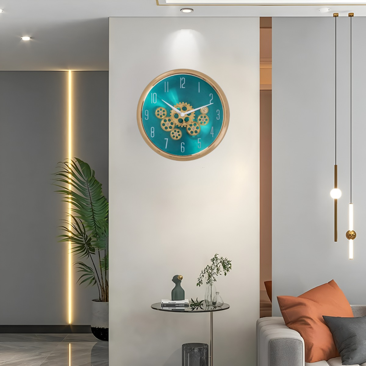 RELOJ PARED ENGRANAJES MÓVILES SILENCIOSO DECORATIVO JHN - 10