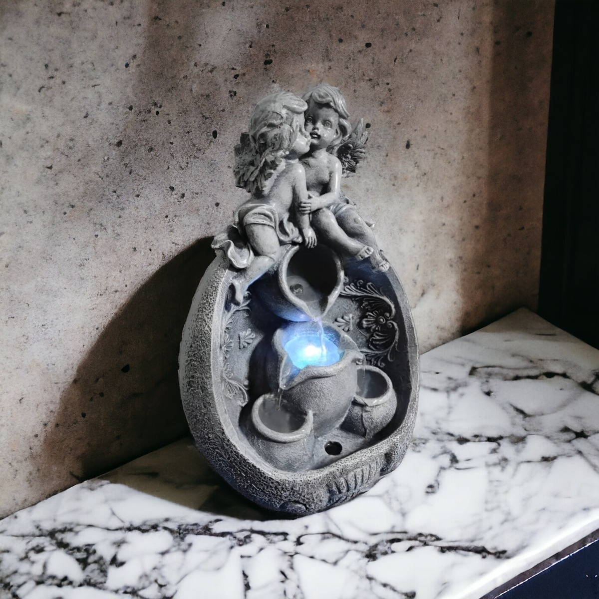FUENTE AGUA ANGELES CON LUZ LED DECORATIVA JHN - 2