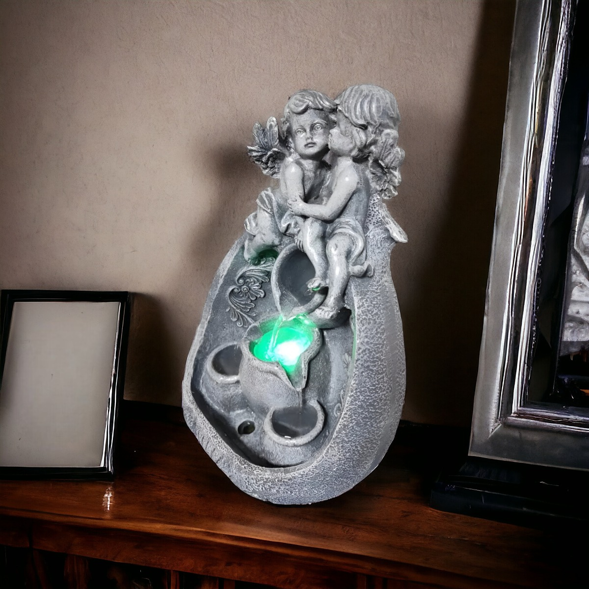 FUENTE AGUA ANGELES CON LUZ LED DECORATIVA JHN - 9
