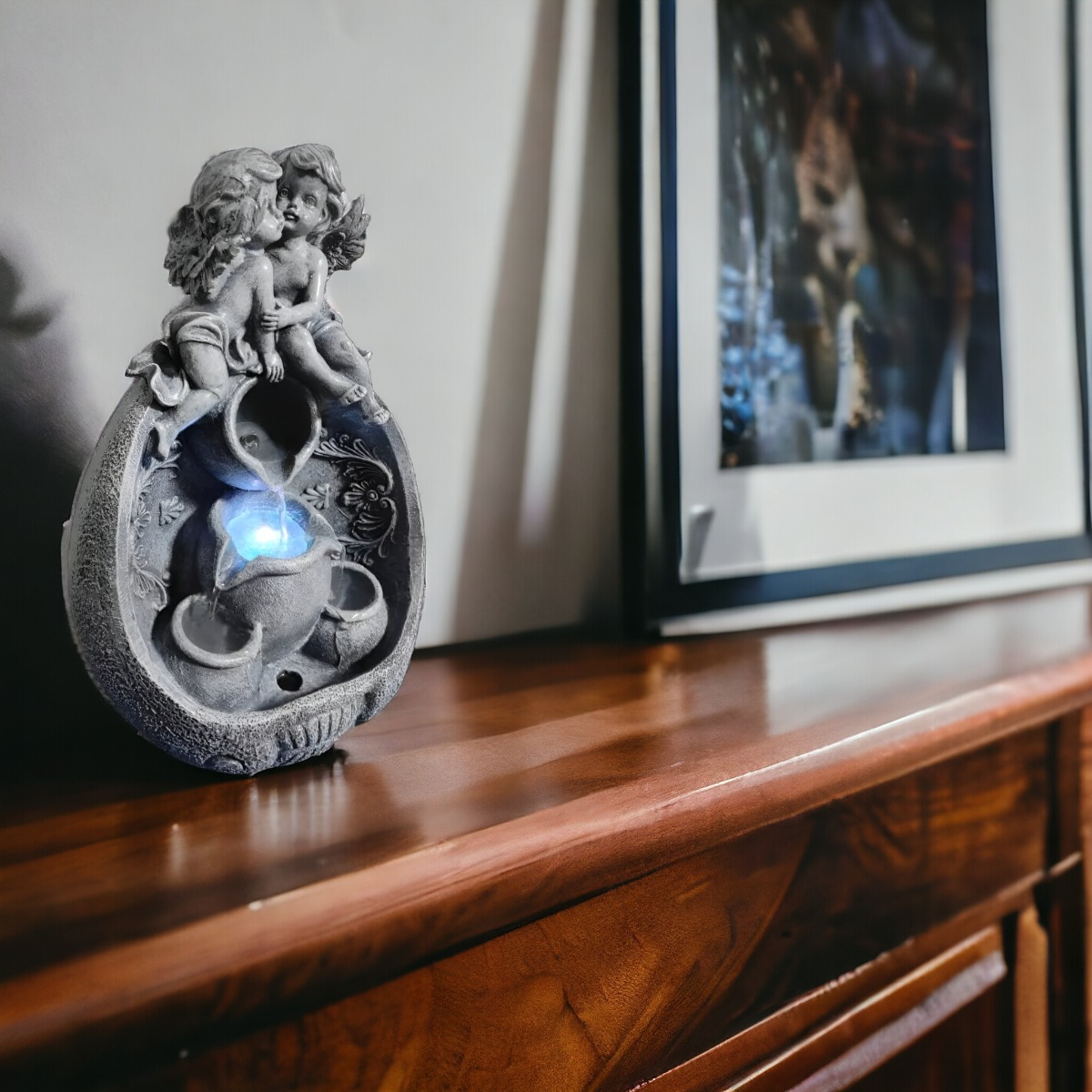 FUENTE AGUA ANGELES CON LUZ LED DECORATIVA JHN - 10