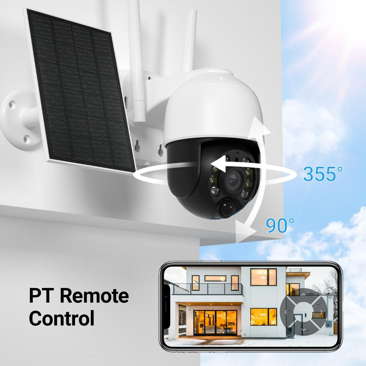 CAMARA SEGUIDAD SOLAR BATERIA RECARGABLE EXTERIOR HOGAR LAU - 4