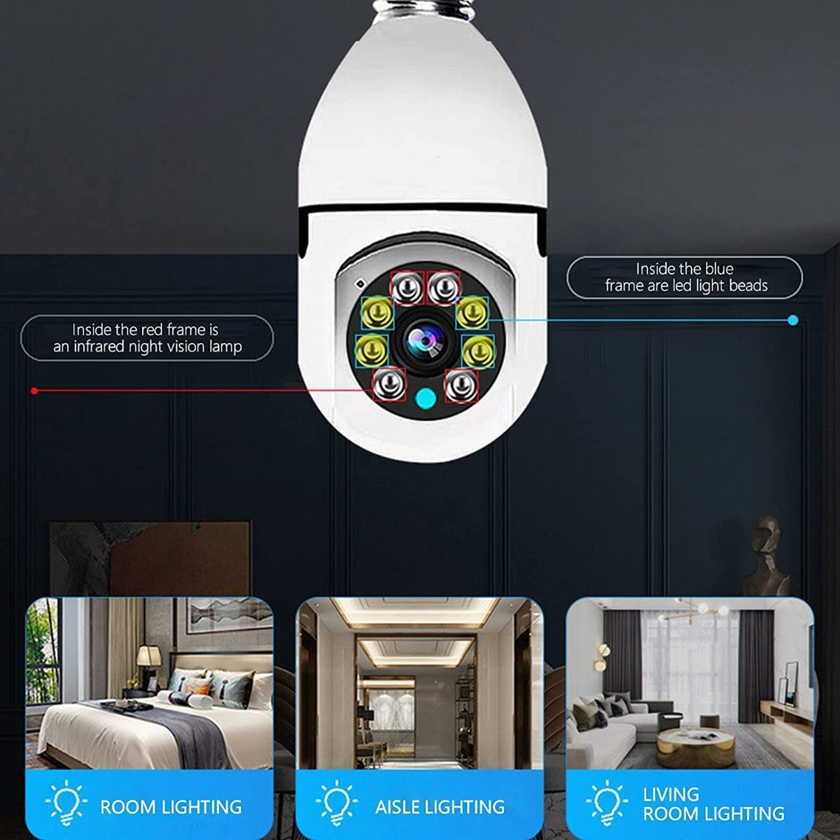 CAMARA SEGURIDAD FORMA BOMBILLA WIFI INALAMBRICA LAU - 7