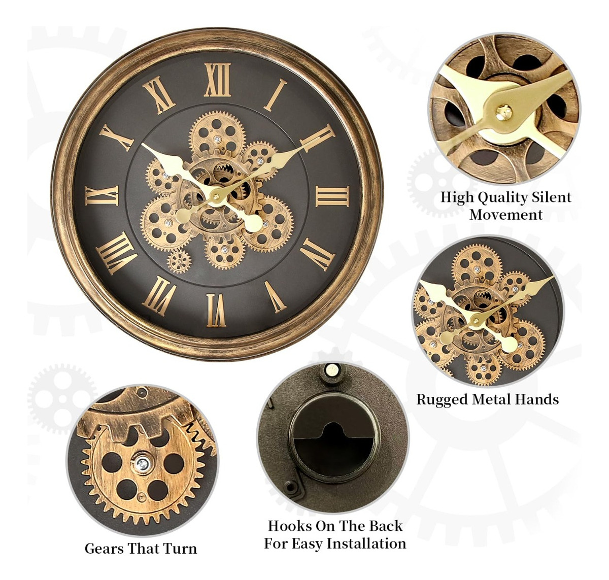 RELOJ PARED DECORATIVO VINTAGE HOGAR OFICINA COCINA LAU - 7