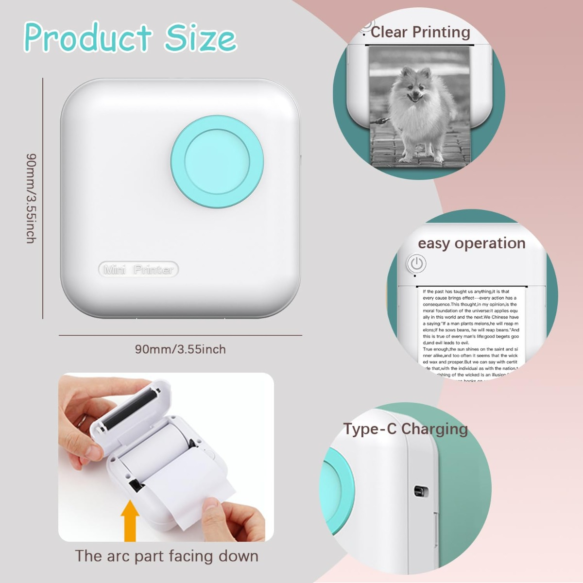MINI IMPRESORA KOHCHI PORTATIL BLUETOOTH RECARGABLE LAU - 5