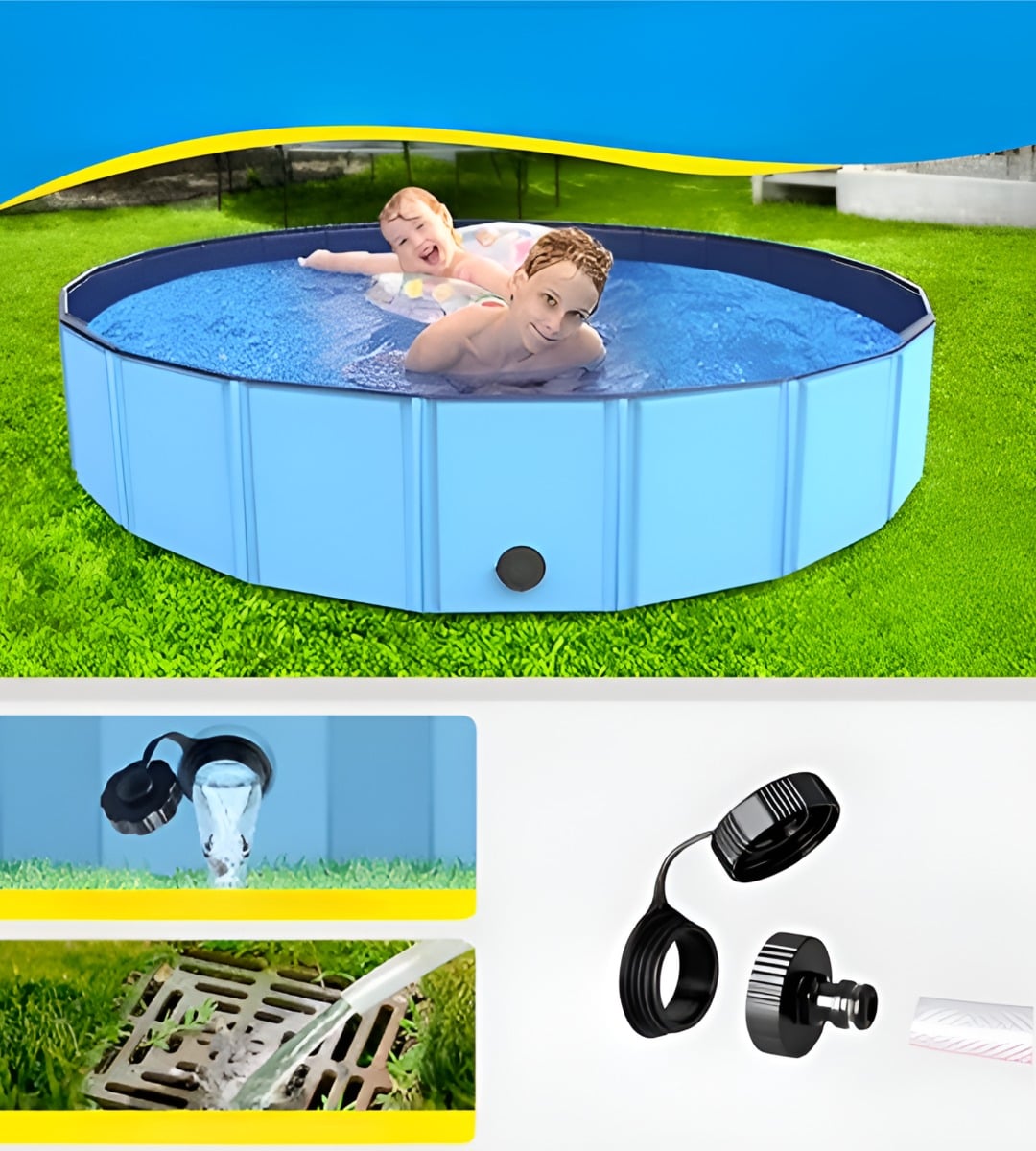 PISCINA PILETA PLEGABLE PARA MASCOTAS Y NIÑOS 160X30CM JHN - 7