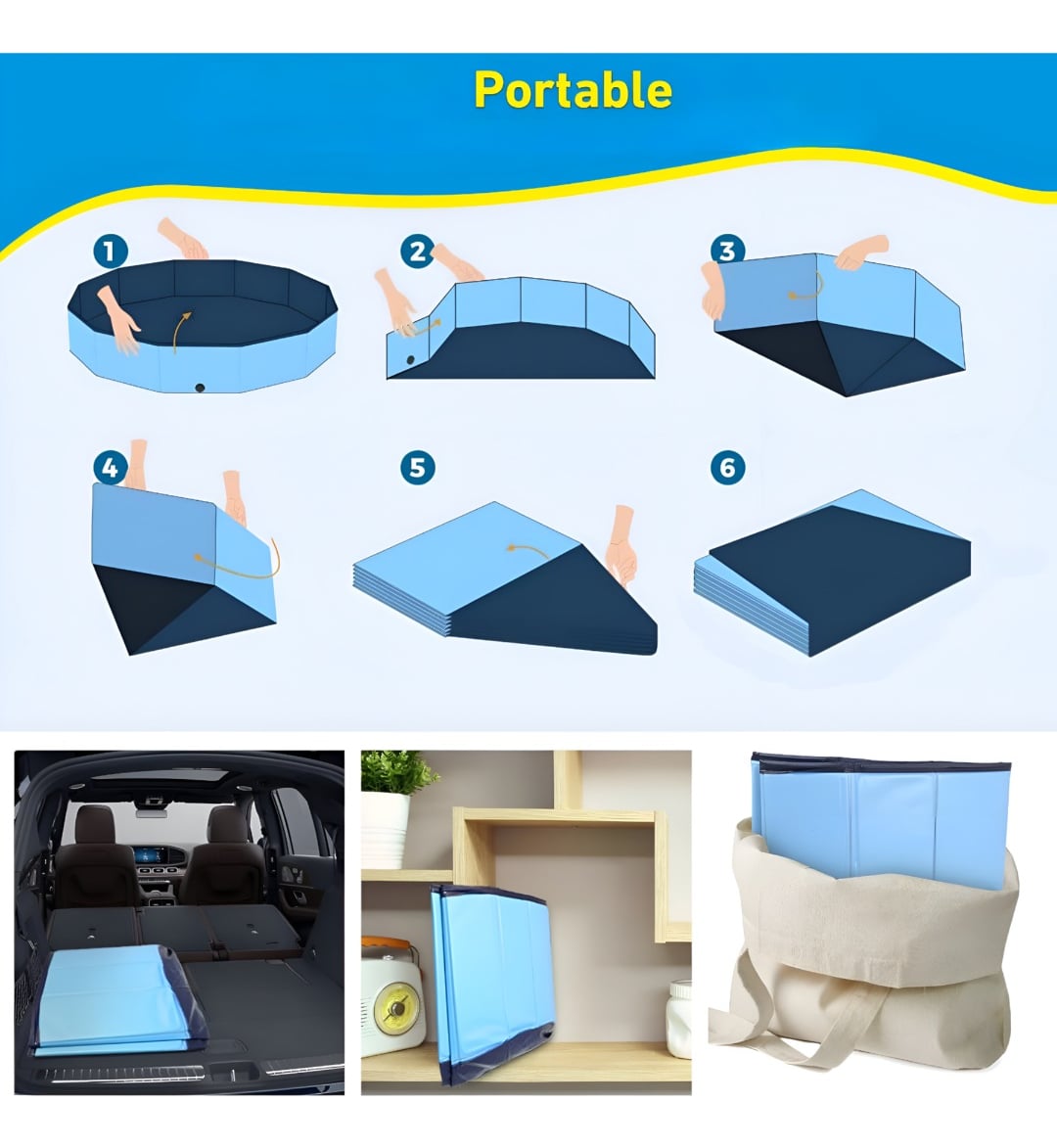 PISCINA PILETA PLEGABLE PARA MASCOTAS Y NIÑOS 160X30CM JHN - 9