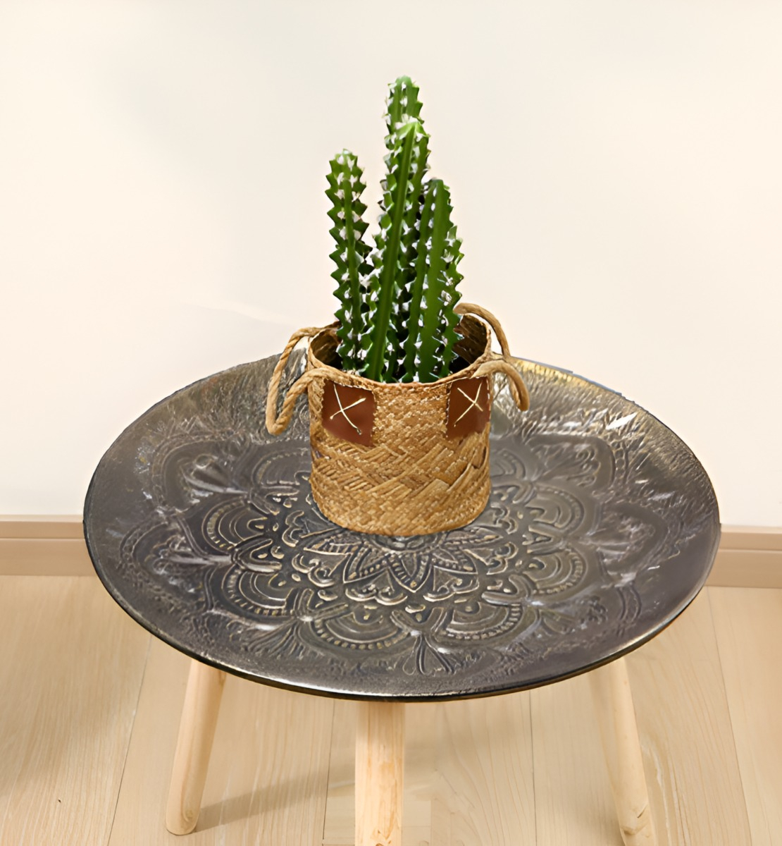 SET 3 MESAS DECORATIVAS DISEÑO VINTAGE DORADO ENVEJECIDO JHN - 6