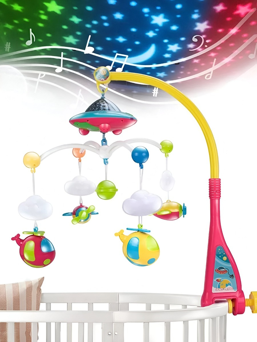 MÓVIL CUNA MULTICOLOR MUSICAL BEBÉ LUZ PROYECTOR ESTRELLA SONAJERO JHN - 5