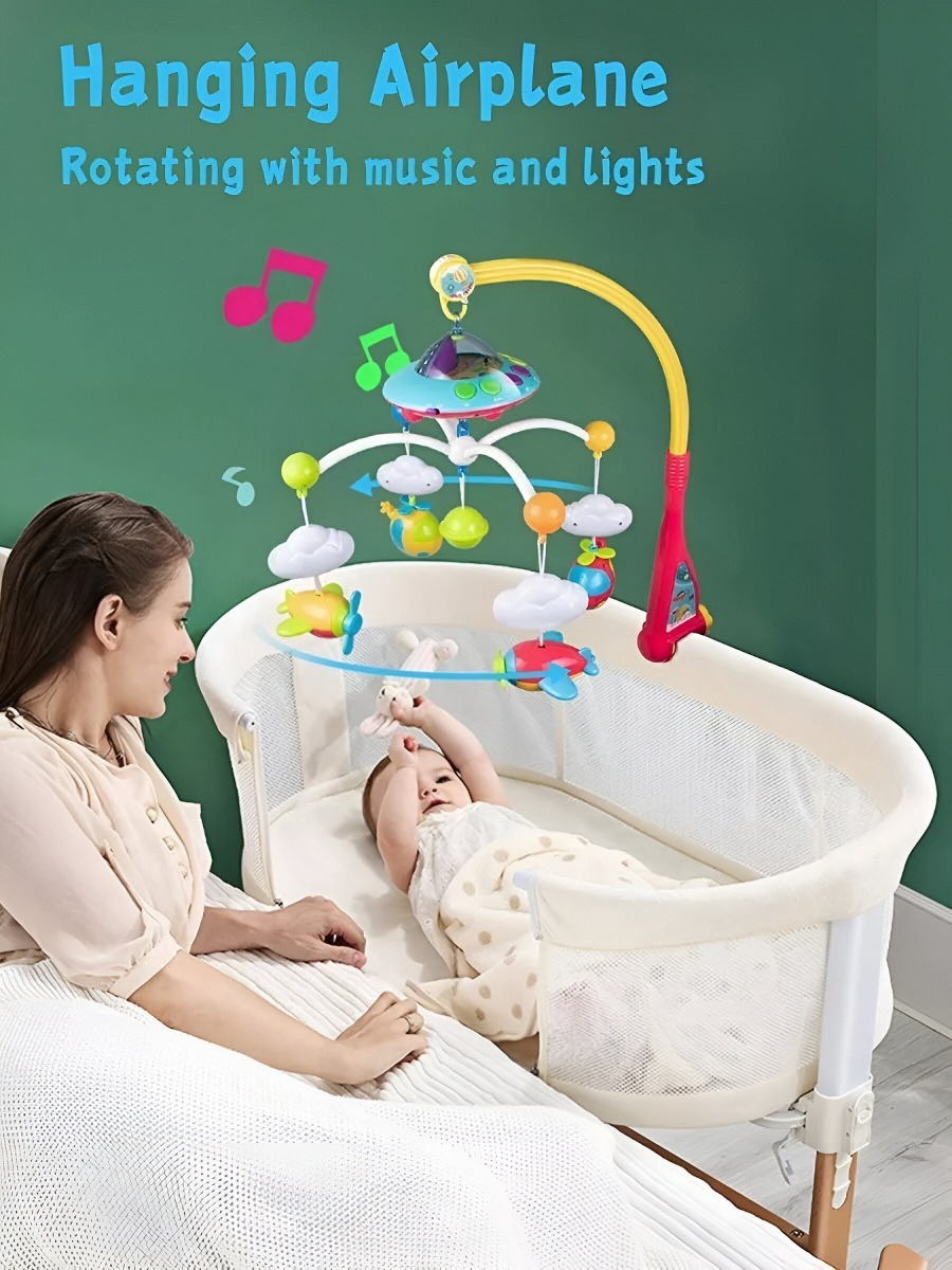 MÓVIL CUNA MULTICOLOR MUSICAL BEBÉ LUZ PROYECTOR ESTRELLA SONAJERO JHN - 7