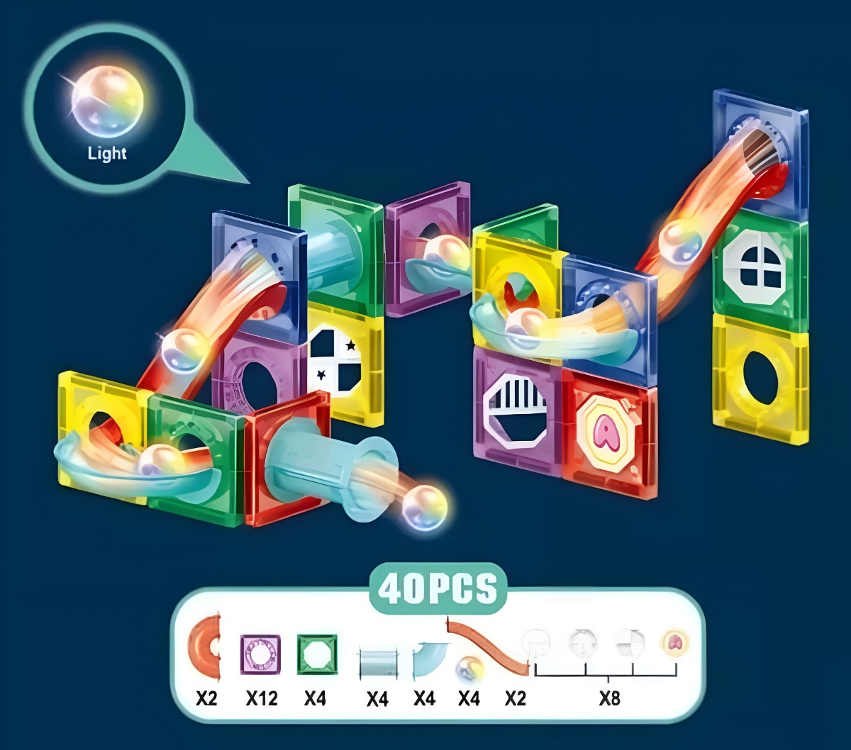 JUGUETE CONSTRUCCIÓN MULTICOLOR CREATIVO 3D MAGNÉTICO 40 PIEZAS JHN - 5